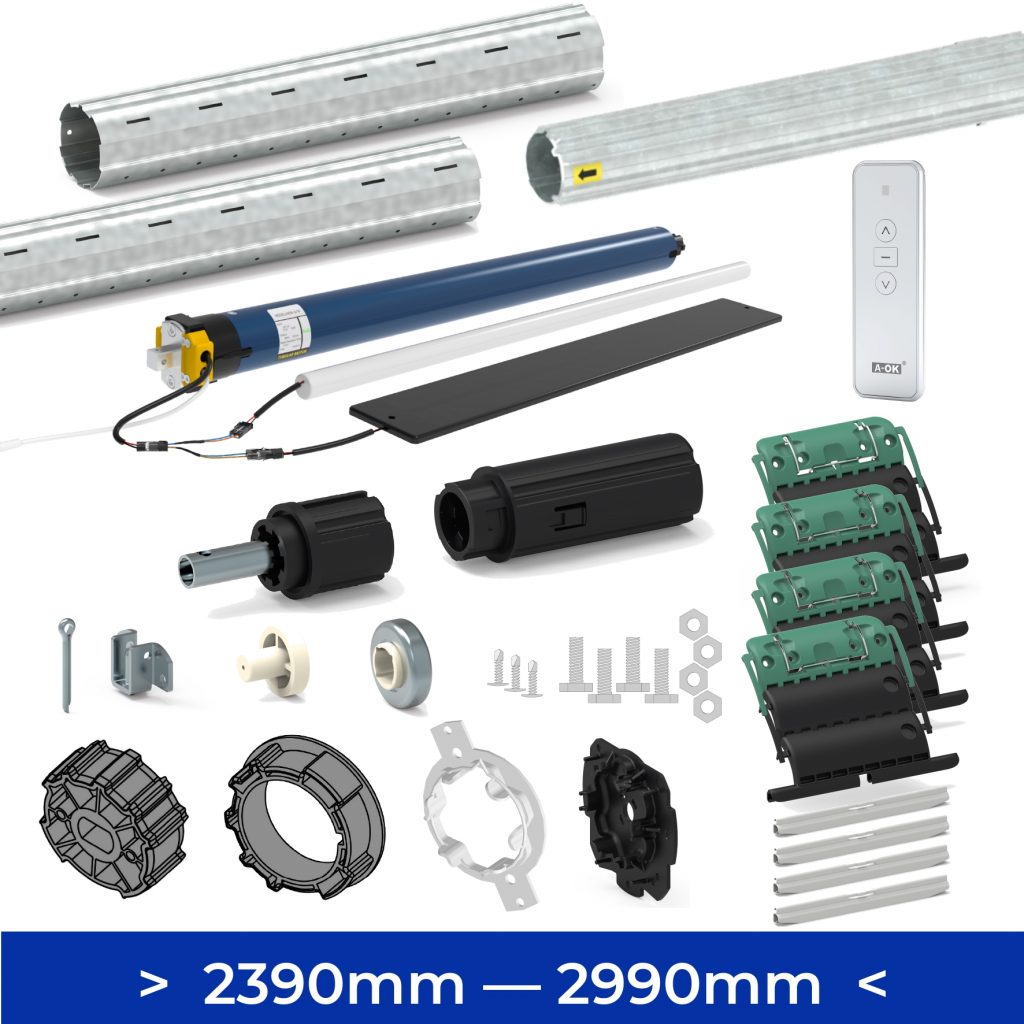 KIT AXE VOLET ROULANT 3T 1000 MOTEUR RADIO SOLAIRE